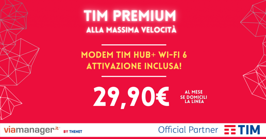 Promo Tim premium Fibra ottica con Voucher del Mise